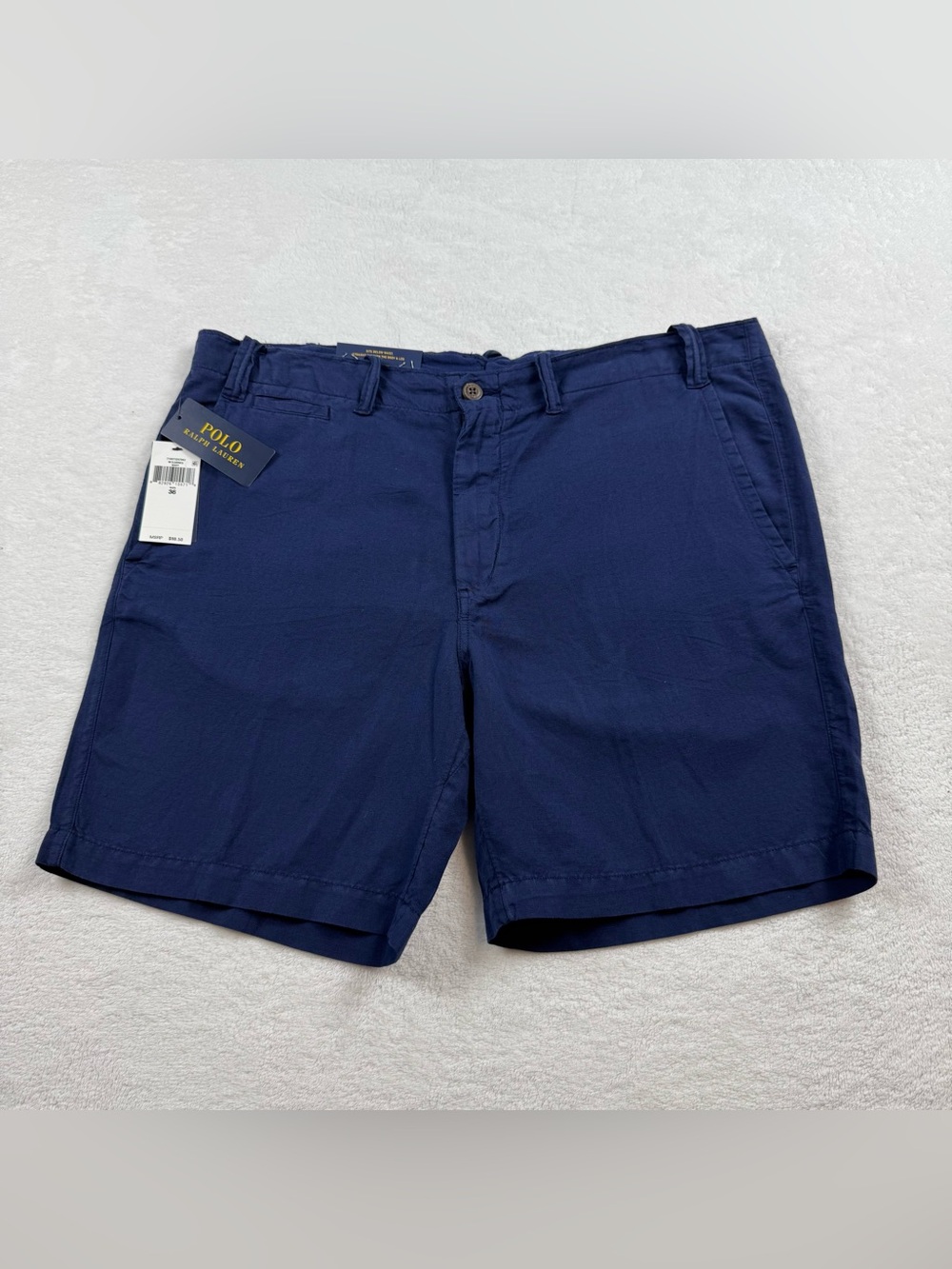 Polo by Ralph Lauren linen blend chino shorts men’s size 36 navy blue flat front